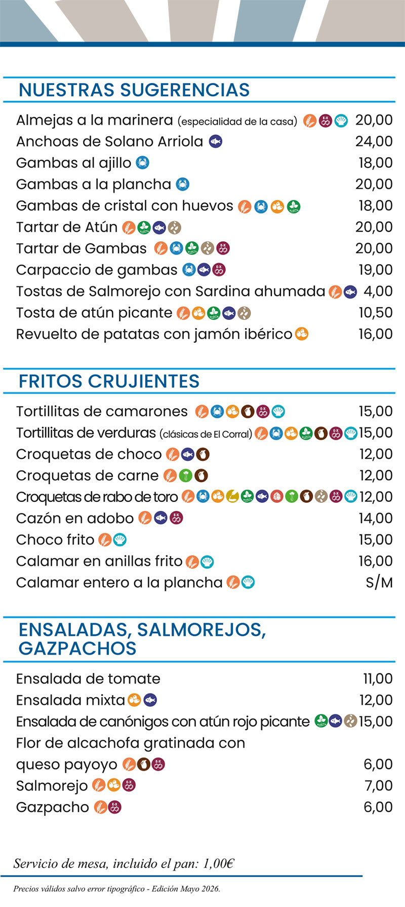 carta el corral zahara de los atunes